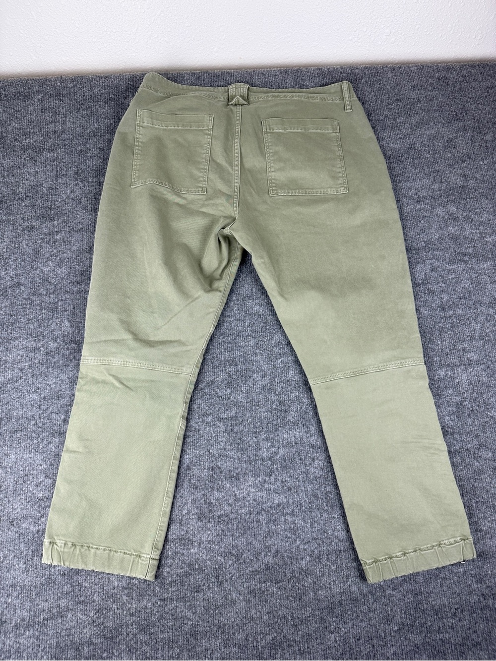 FRAME Banded Hem Moto Pants Washed Aloe Green Crop Utility Pants Size 32 - Picture 3 of 14